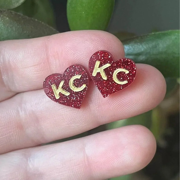 BRAND NEW lightweight acrylic Kansas City Chiefs stud earrings :3 options! - Picture 2 of 8